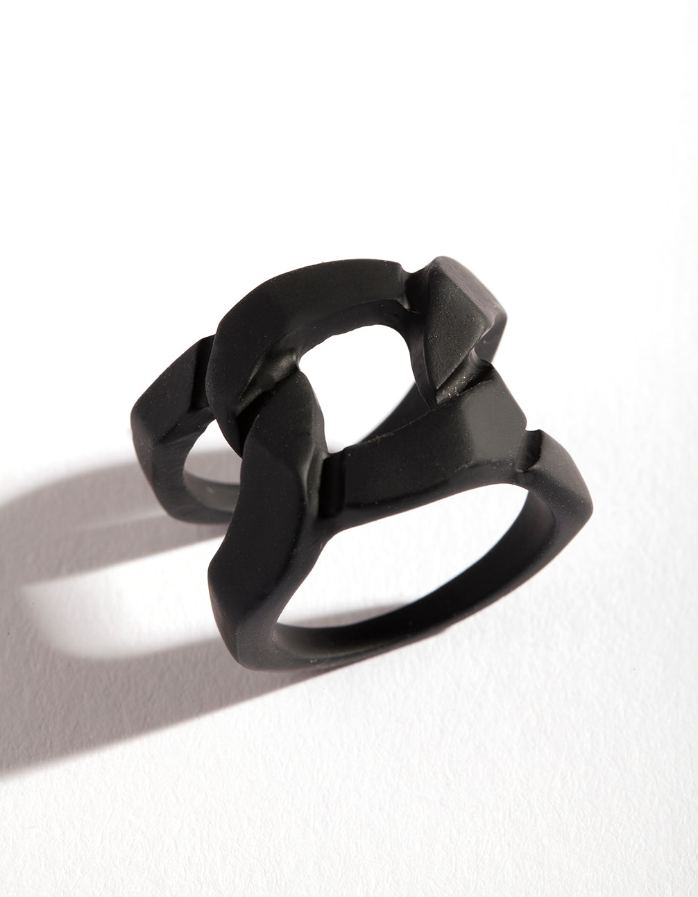 Black Coated Metal Chain Loop Ring