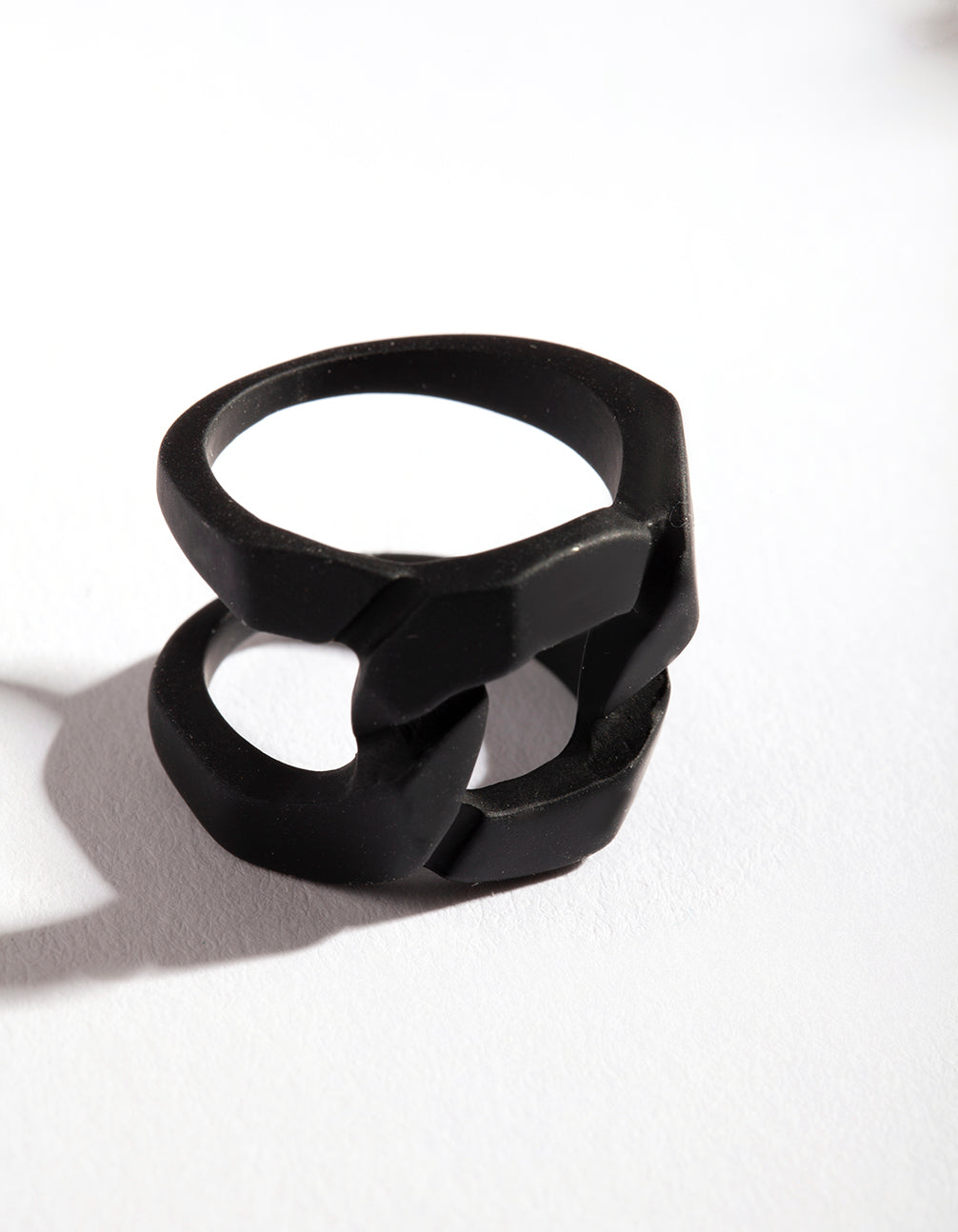 Black Coated Metal Chain Loop Ring
