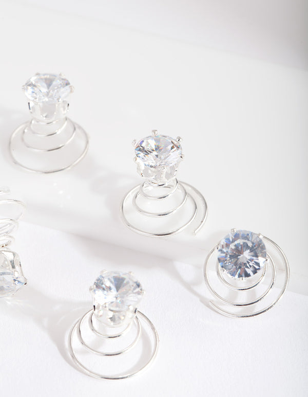 Cubic Zirconia Circle Spiral Hair Twists 6-Pack