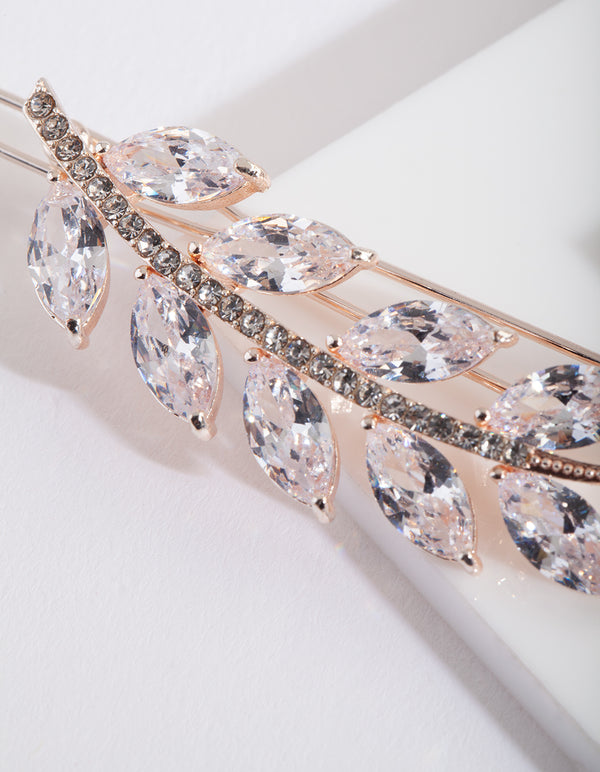 Cubic Zirconia Rose Gold Laurel Clip
