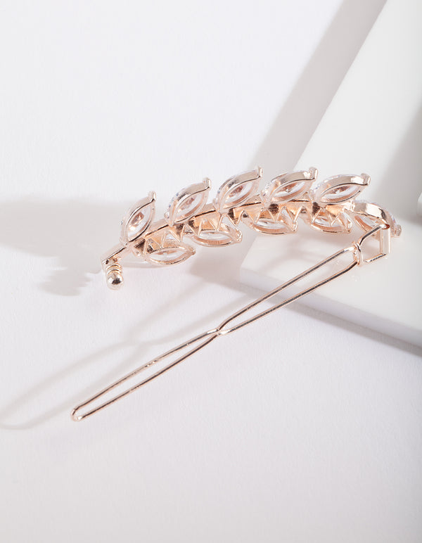 Cubic Zirconia Rose Gold Laurel Clip