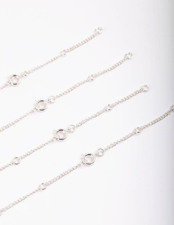 Silver Cubic Zirconia Anklet Bracelet Pack