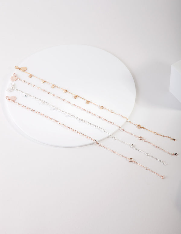 Cubic Zirconia Mixed Metal Bracelet Anklet Pack