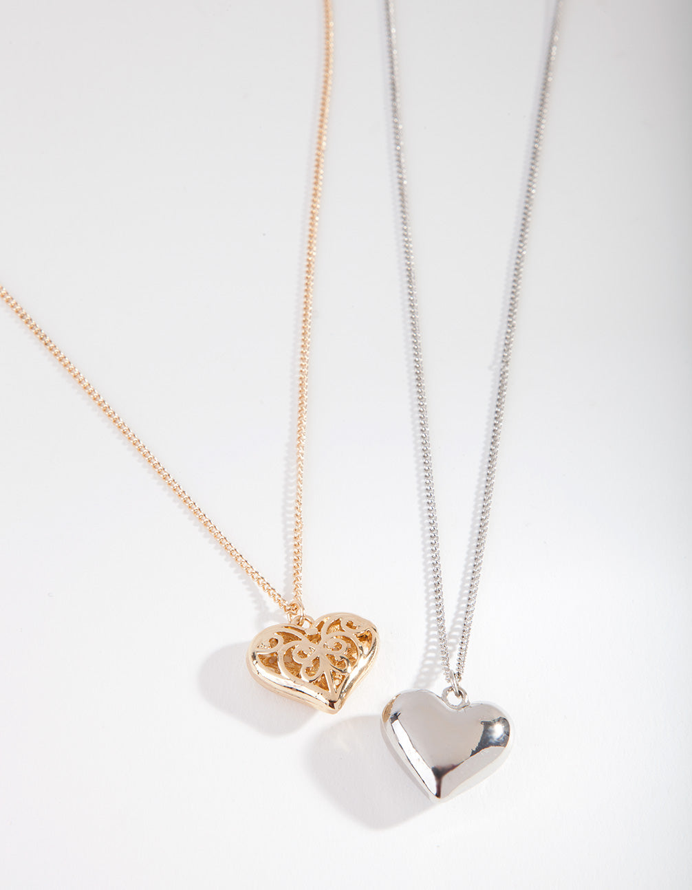 Mixed Metal Heart Necklace Pack