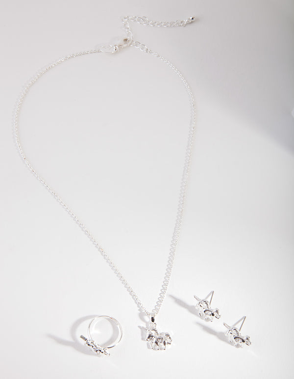 Kids Diamond Simulant Unicorn Jewellery Set