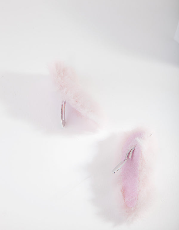 Kids Fluffy Pink Hair Clip Pack