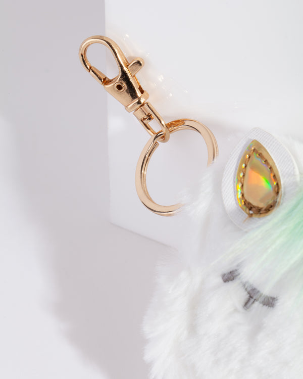 Kids Fluffy Unicorn Purse Keyring
