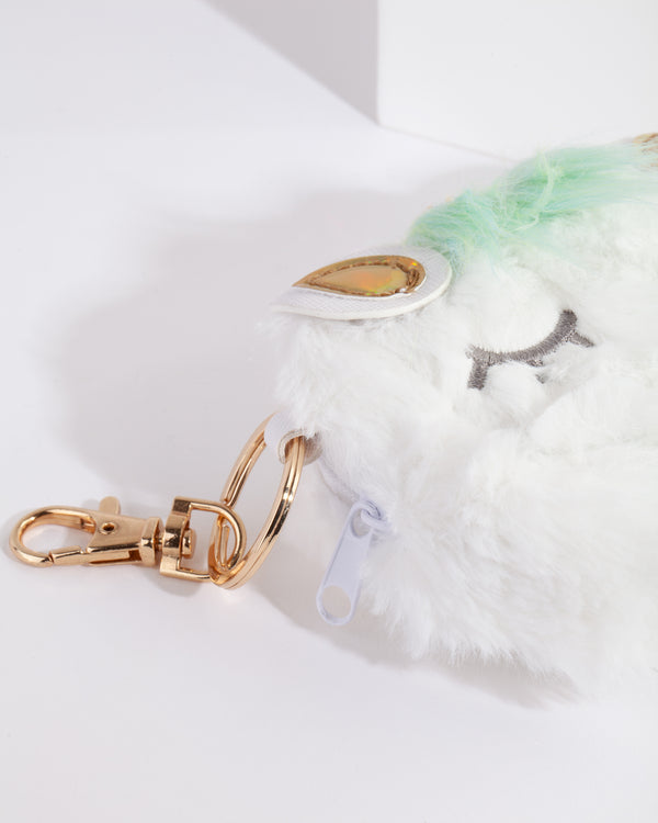 Kids Fluffy Unicorn Purse Keyring