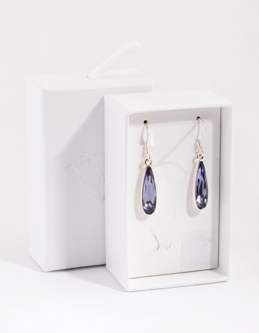 Silver Purple Raindrop Earrings