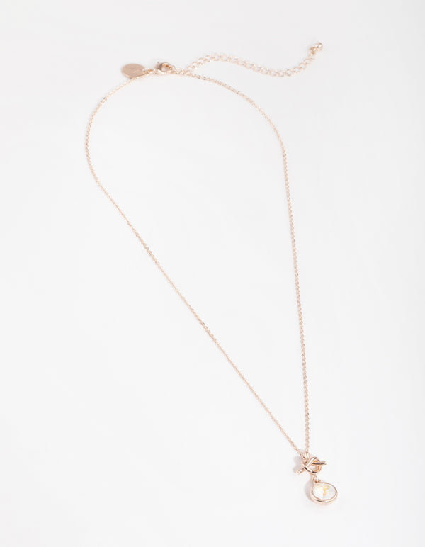 Rose Gold Knotted Circle Drop Necklace