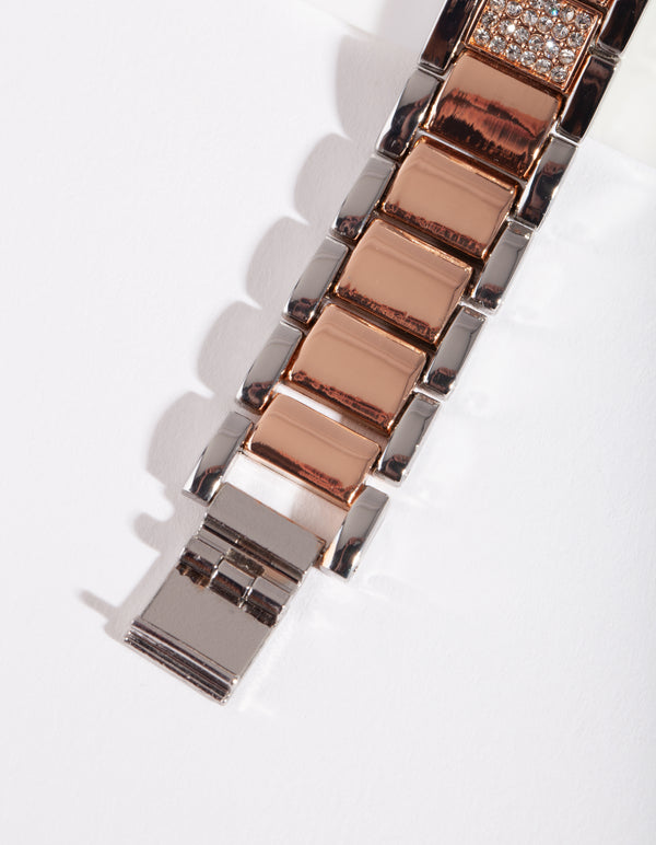 Mixed Metal Bling Watch