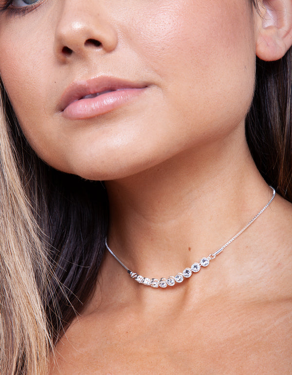 Silver Diamond Simulant Aurora Borealis Teardrop Earrings