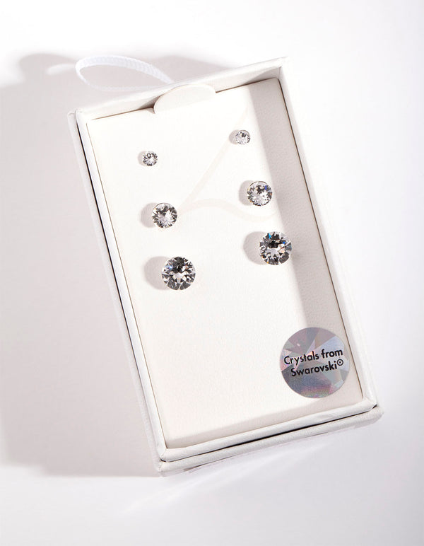 Silver Diamond Simulant Graduating Earring Pack