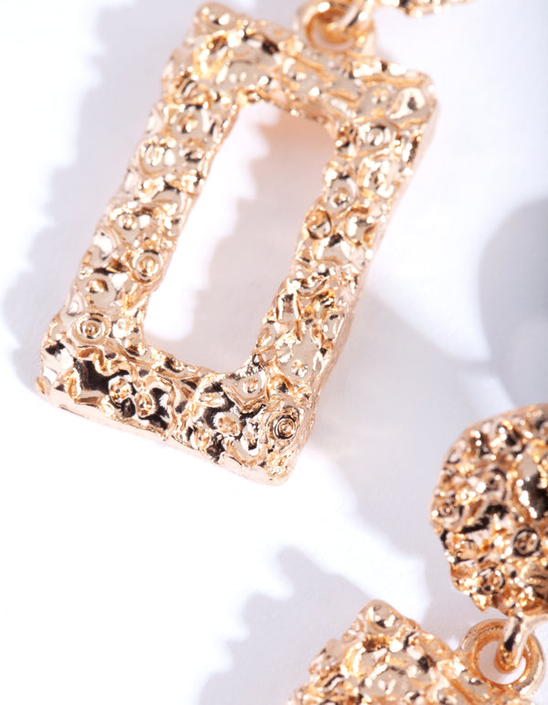 Mini Textured Rectangular Earrings