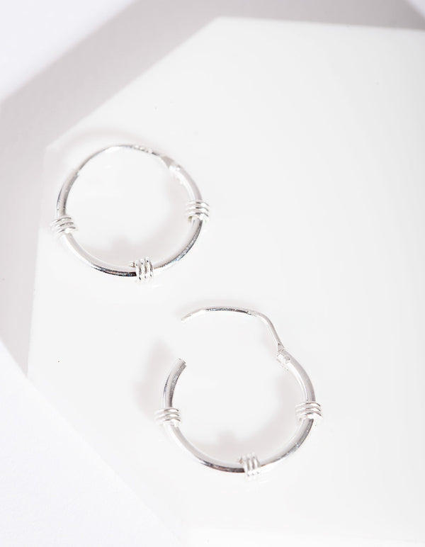 Sterling Silver Wire Wrap Hoop Earrings