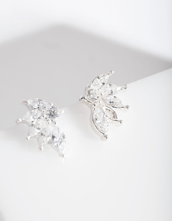 Silver Cubic Zirconia Phoenix Stud Earrings