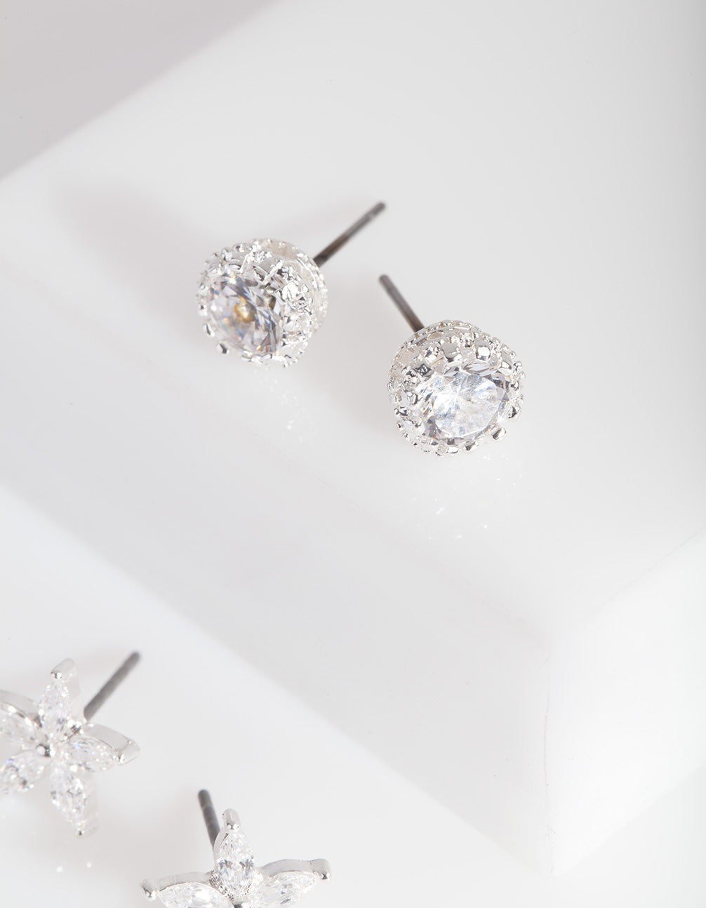 Silver Cubic Zirconia Pack Stud Earring