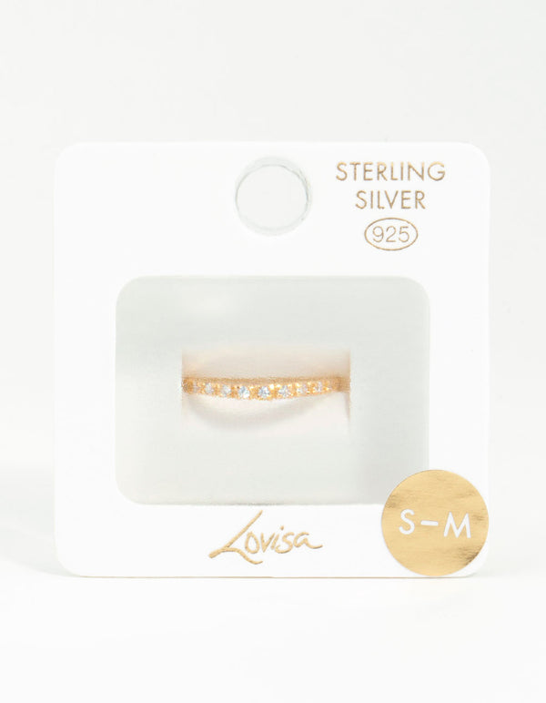 Gold Plated Sterling Silver Pave Diamante Ring