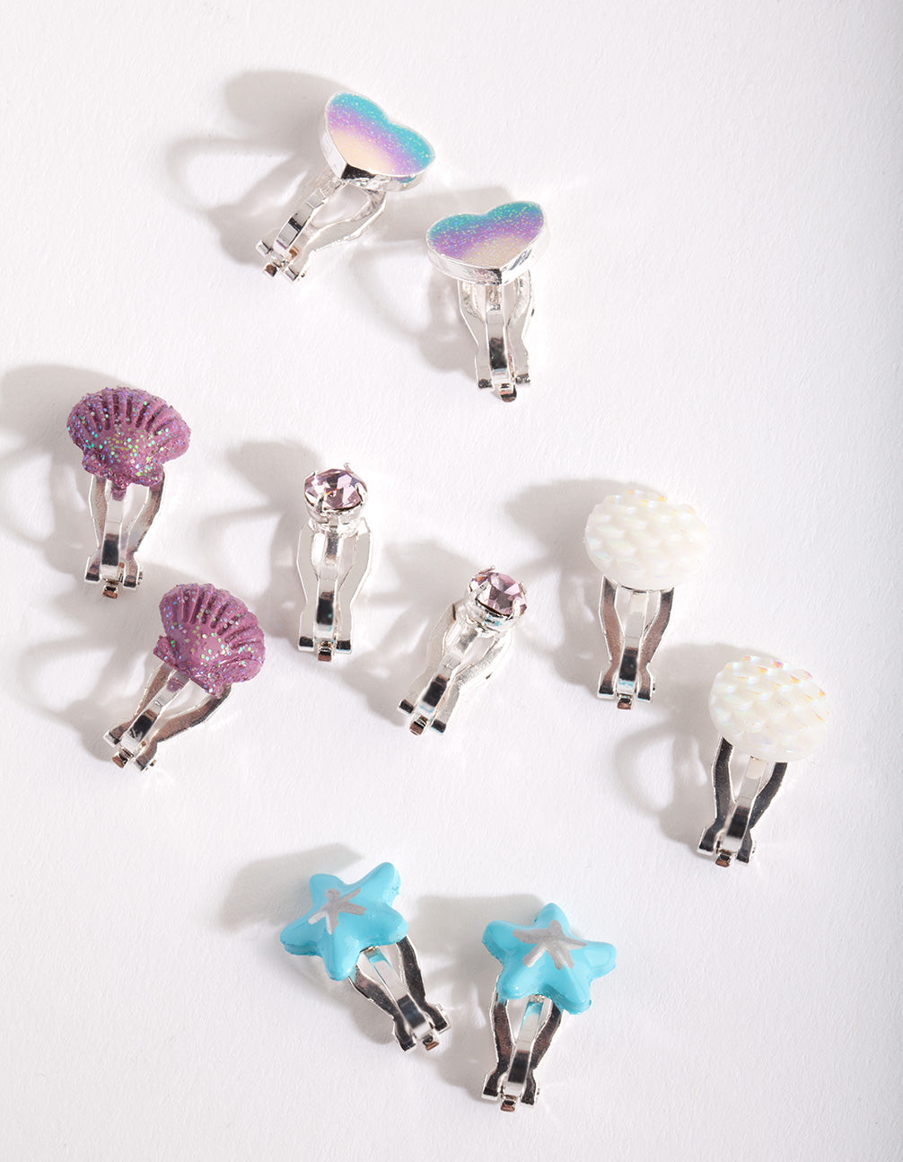 Kids Multicoloured Mermaid Clip On Earring 5-Pack
