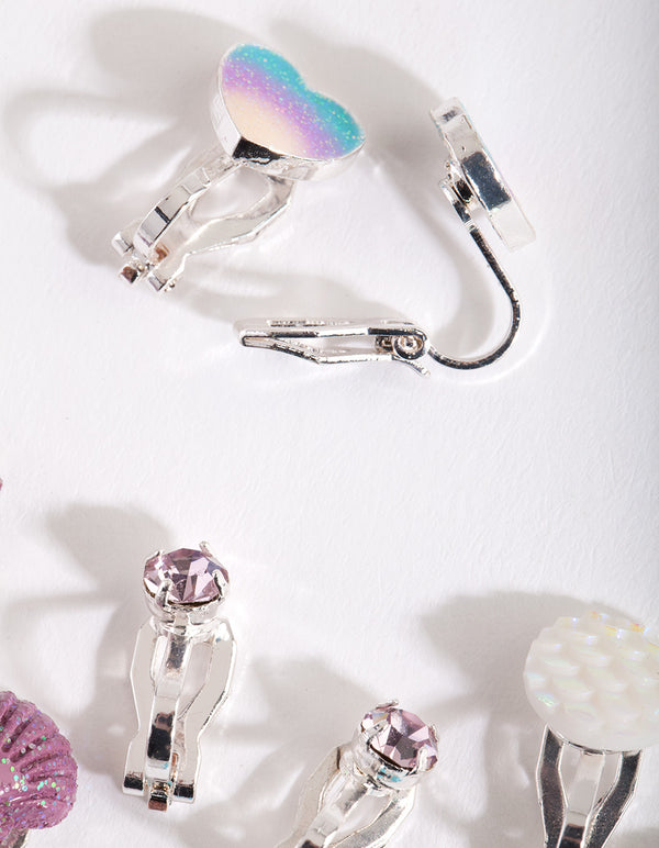 Kids Multicoloured Mermaid Clip On Earring 5-Pack