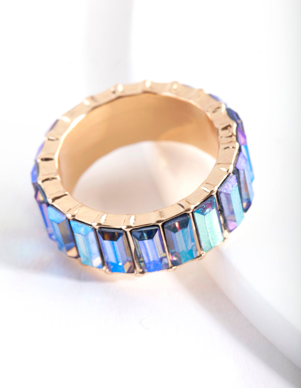 Gold Aurora Borealis Baguette Band Ring