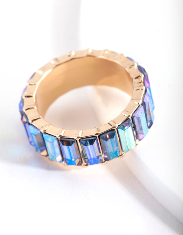 Gold Aurora Borealis Baguette Band Ring