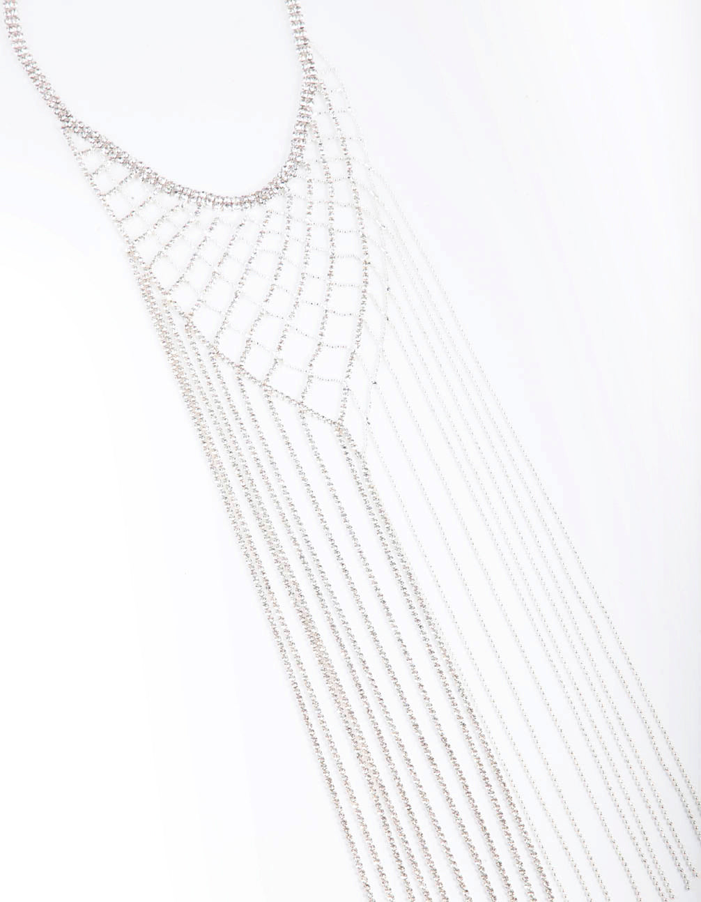 Silver Diamante Cup Chain Cascading Necklace