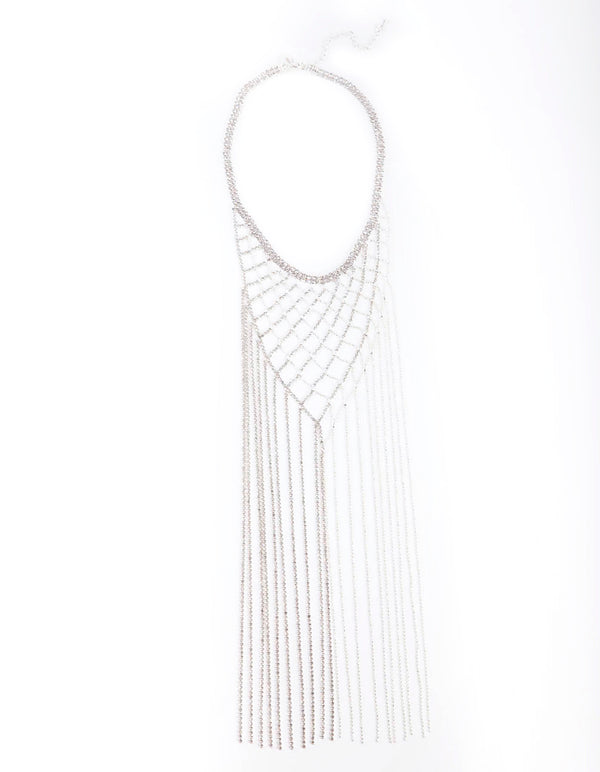 Silver Diamante Cup Chain Cascading Necklace