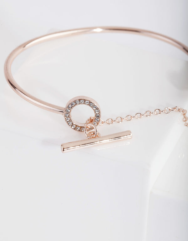 Rose Gold Diamante Link Cuff Bracelet