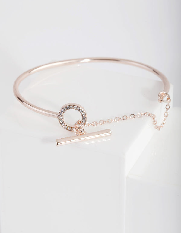 Rose Gold Diamante Link Cuff Bracelet