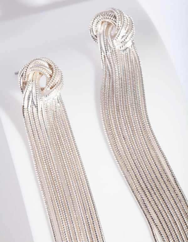 Silver Chain Knot Drop Earrings