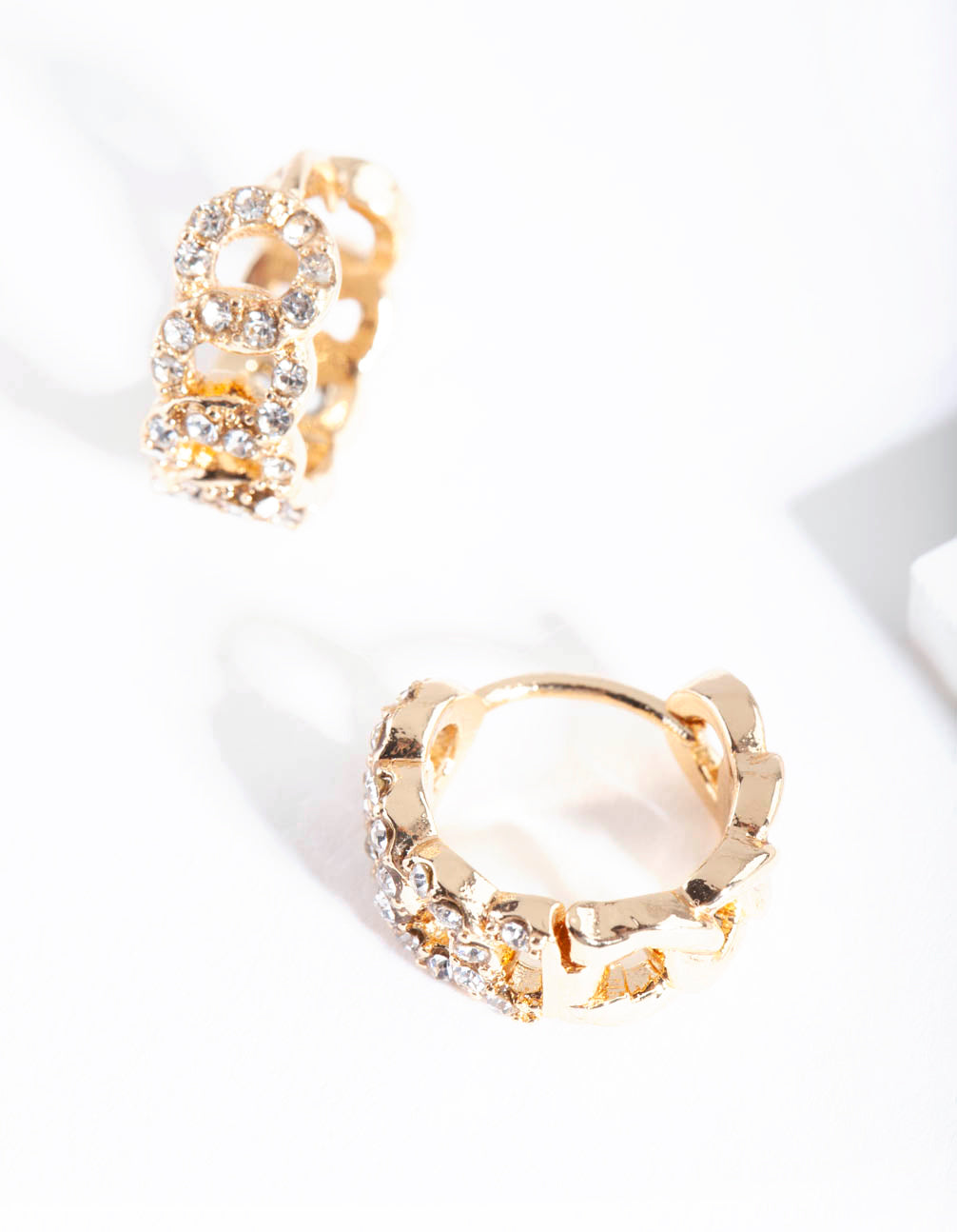 Gold Pave Looped Mini Hoop Earrings