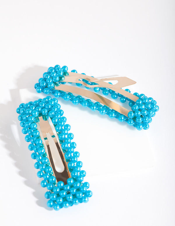 Kids Pearl Rectangle Aqua Clip Pack