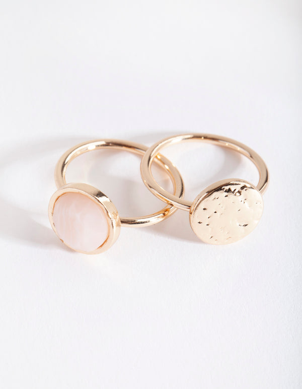 Gold Disc & Stone Ring Pack