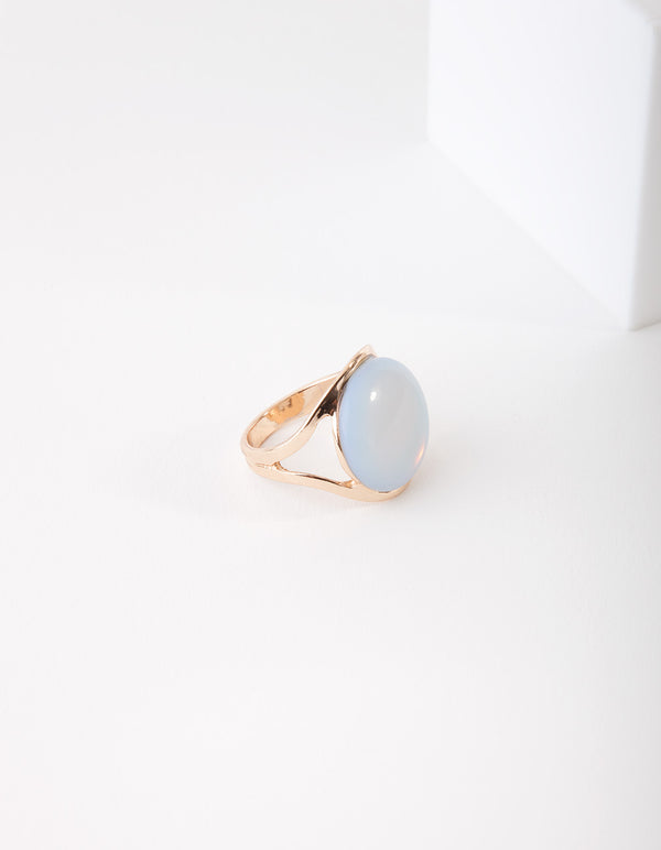 Gold Large Round Cateye Ring