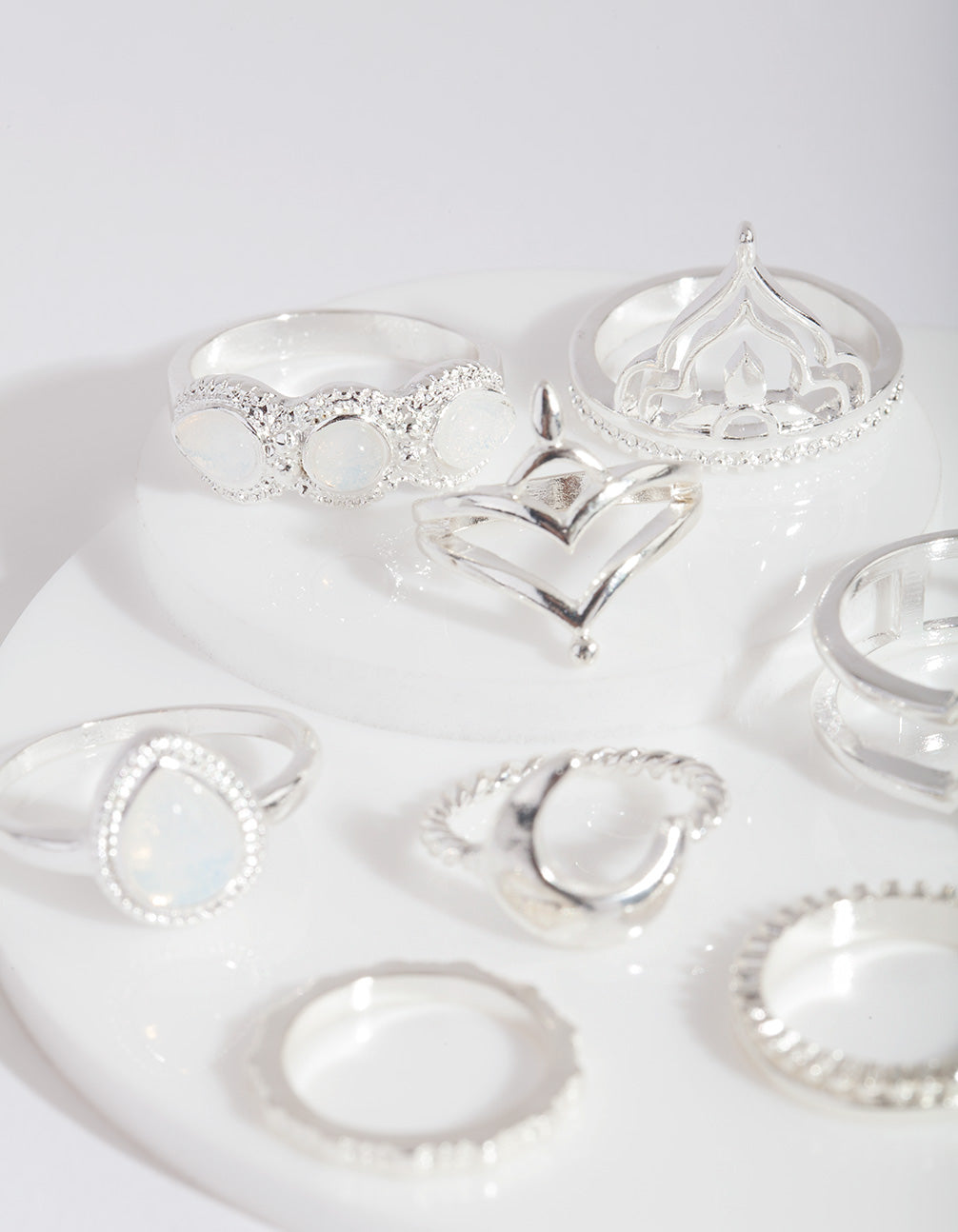 Silver Bohemian Moon Ring 8-Pack