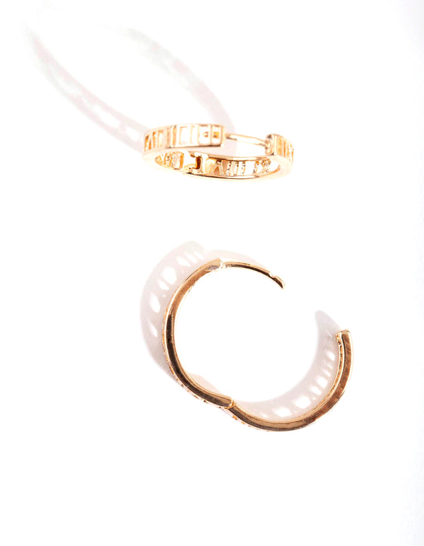 Gold Roman Numeral Hoop Earrings