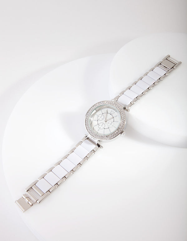 Silver Glam Diamante Watch