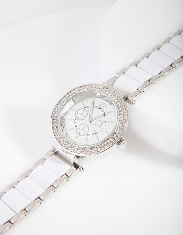 Silver Glam Diamante Watch