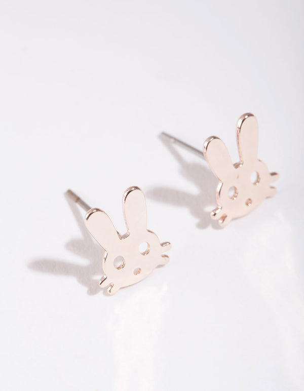 Rose Gold Bunny Stud Earrings