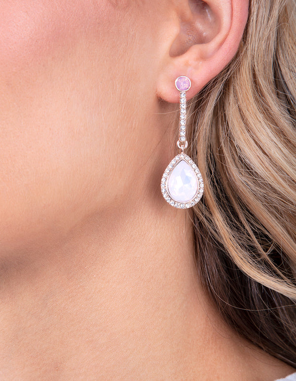 Rose Gold Diamante Teardrop Earrings