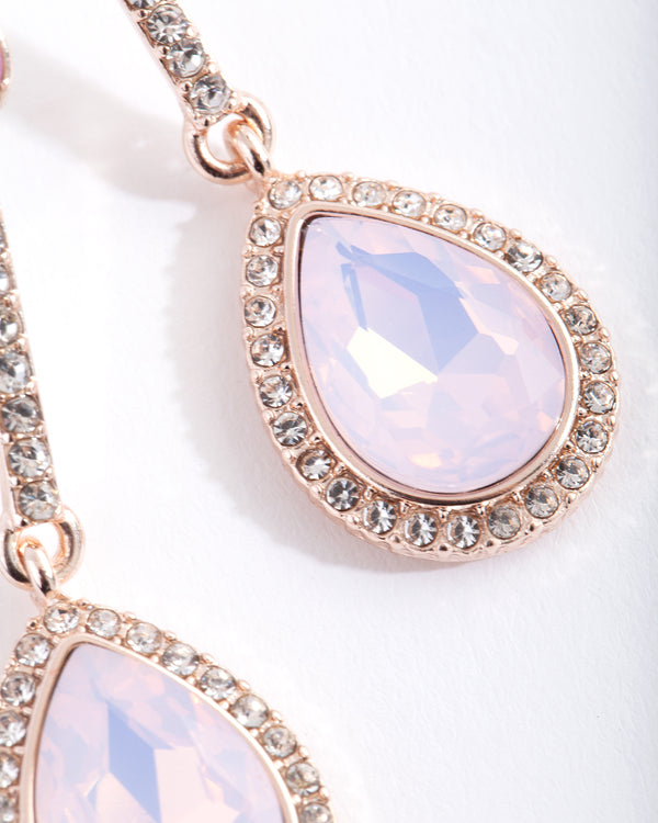 Rose Gold Diamante Teardrop Earrings