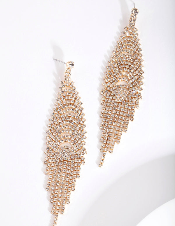 Gold Cupchain Waterfall Earrings