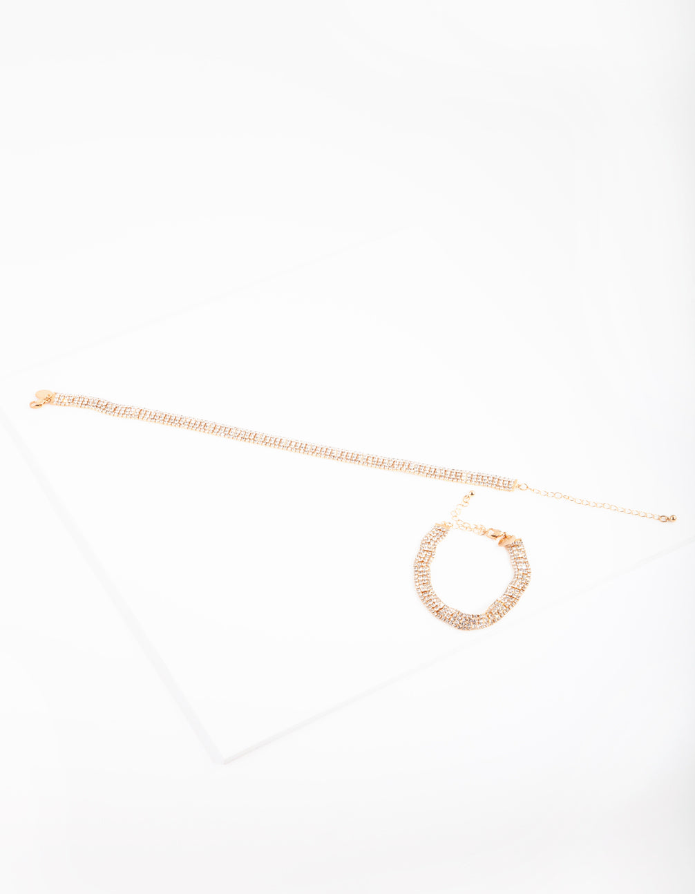 Gold Diamante Choker & Bracelet Set
