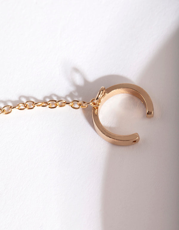 Gold Diamante Snake Ear Cuff & Huggie