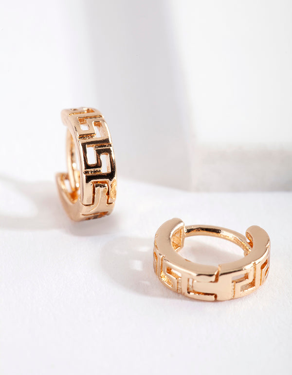 Gold Pattern Huggie Earrings