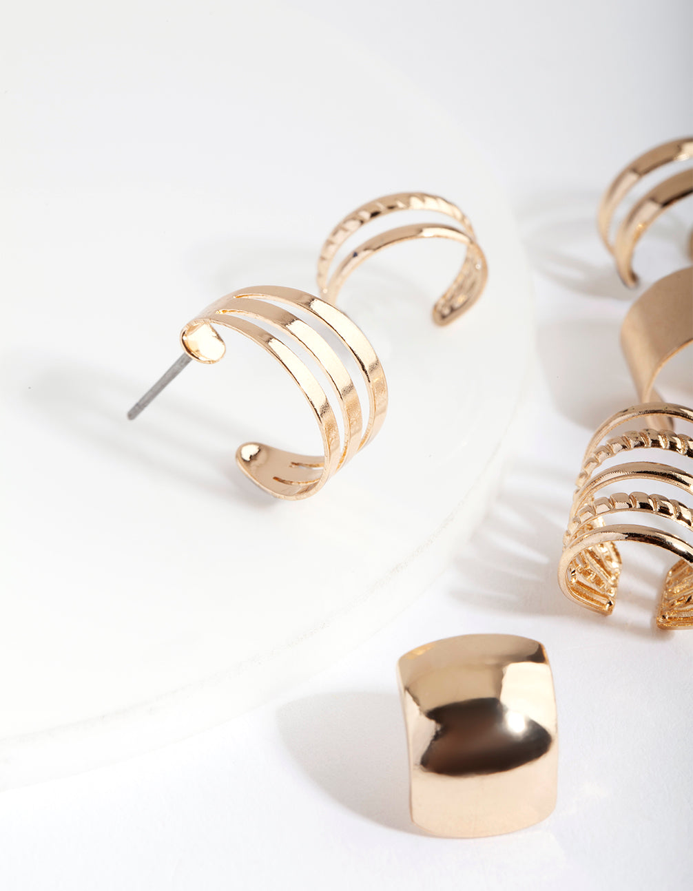 Gold Textured Ear Cuff & Earring Pack