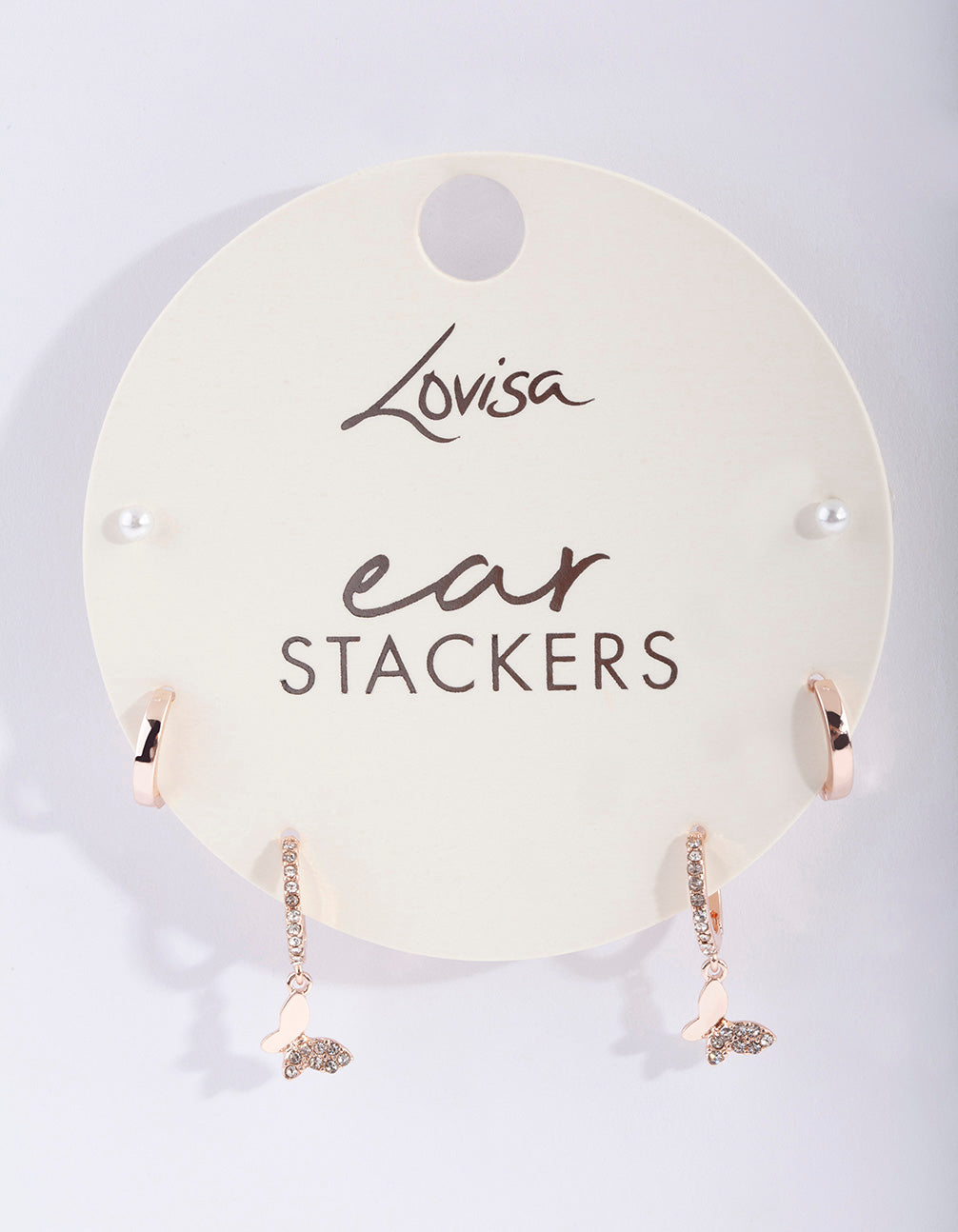 Rose Gold Butterfly Earring Stack Pack