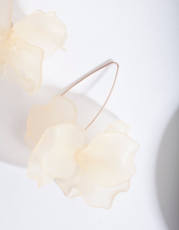 Rose Gold Frosted Flower Drop Earrings