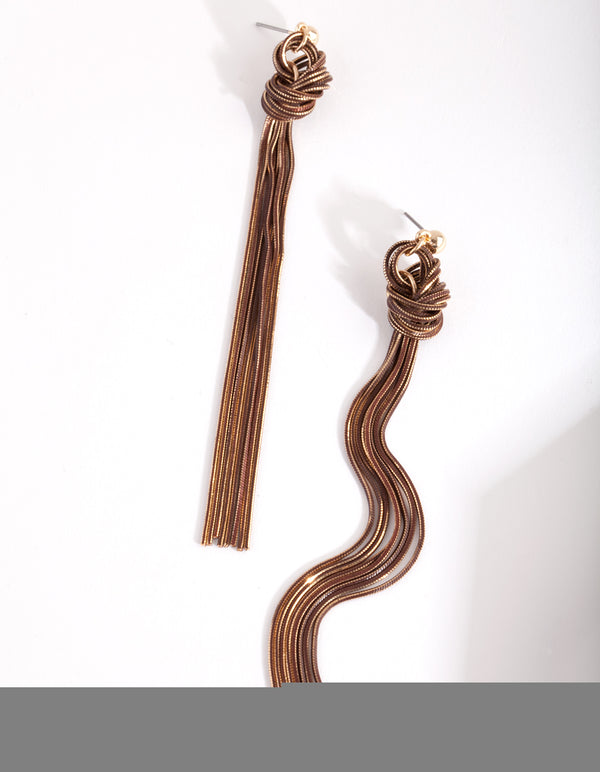 Gold Cutchain Knot Earrings